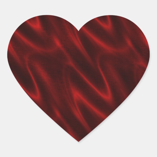 Blood Red Silk Patterned Heart Sticker Sheet (Front)