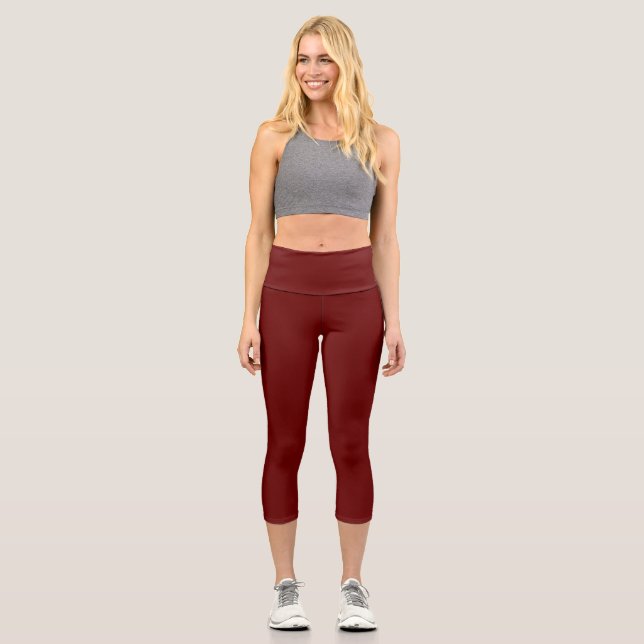 Blood red (solid colour)   capri leggings (Front)