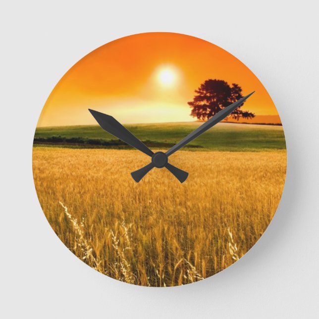 Blood-Red Sunset Round Clock (Front)