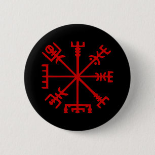 Blood Red Vegvísir (Viking Compass) 2 Inch Round Button