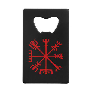 Blood Red Vegvísir (Viking Compass) Credit Card Bottle Opener