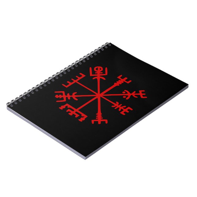 Blood Red Vegvísir (Viking Compass) Notebook (Left Side)