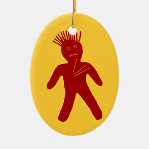 Blood Red Voodoo Doll Ceramic Ornament