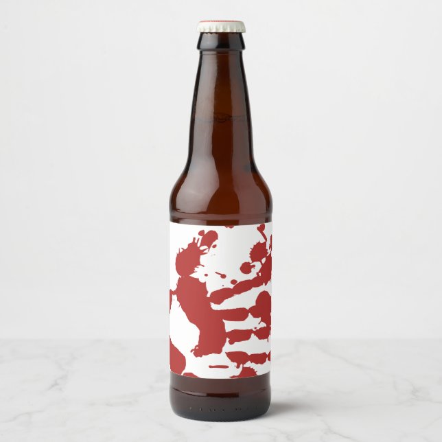 Blood Spatter Bloody Hand Print Halloween Beer Bottle Label (Front)