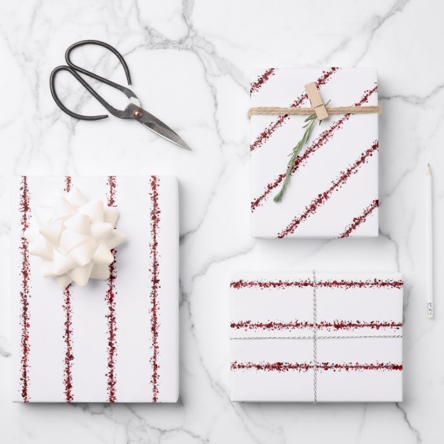 Blood splatter pinstripe gift wrap sheets (Front)