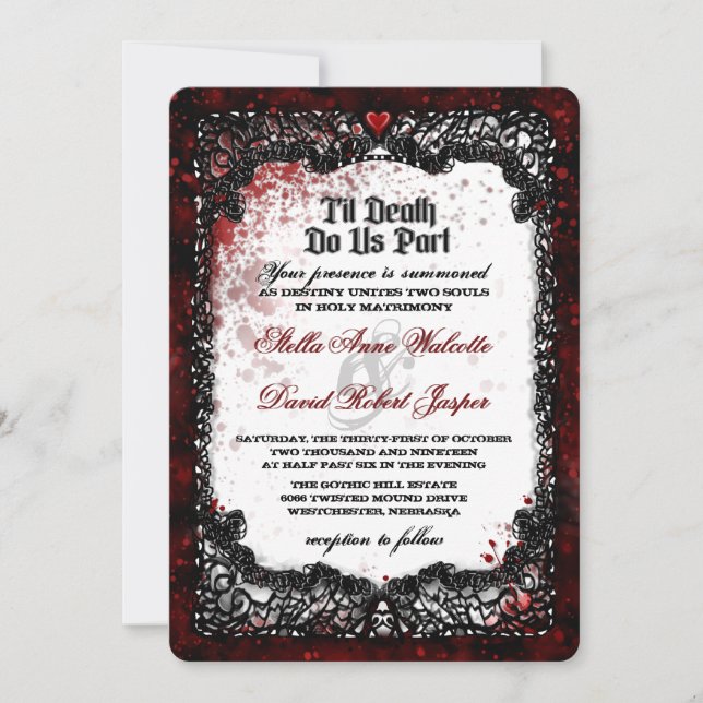 Blood Splattered Halloween Wedding RECEPTION INFO Invitation (Front)