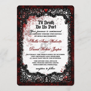 Blood Splattered Halloween Wedding RECEPTION INFO Invitation
