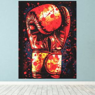 Blood-Splattered Red Boxing Gloves Dramatic Art Canvas Print