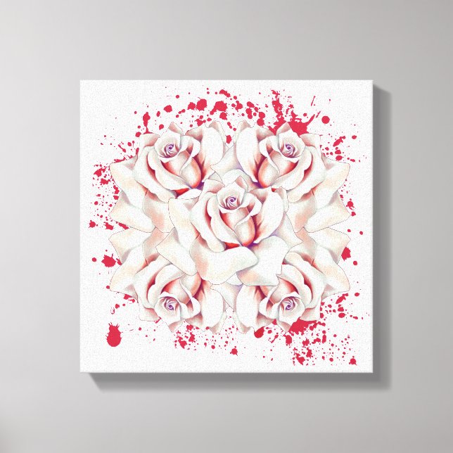 Blood splattered roses canvas print (Front)