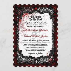 Blood Splattered Wedding Together With RECEPTION Invitation