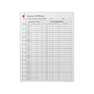 Blood Sugar and Blood Pressure Tracker Personalize Notepad
