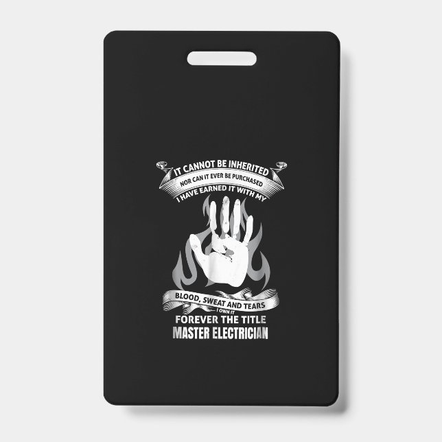 Blood Sweat And Tears Master Electrician Badge (Front)