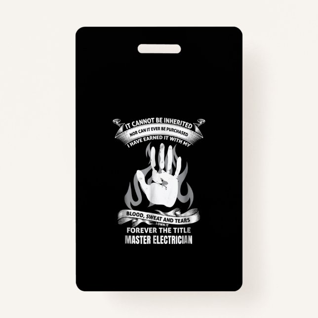Blood Sweat And Tears Master Electrician Badge (Front)