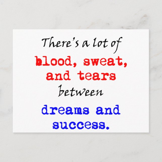 Blood Sweat and Tears Postcard (Front)