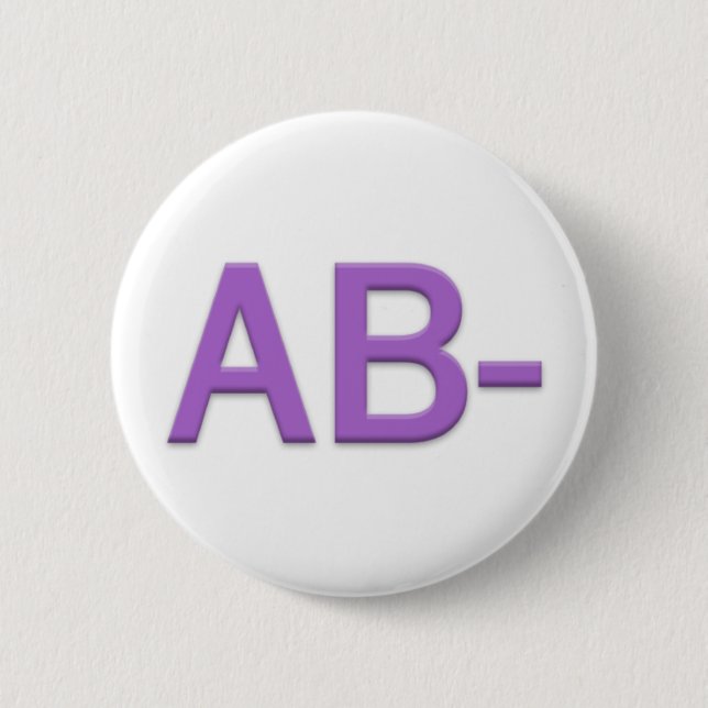 Blood Type AB Rh Negative Button (Front)
