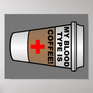 Blood Type Coffee Funny Poster