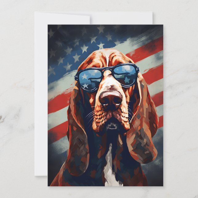 Bloodhound 4th of July Independence day Holiday Card (Front)