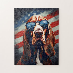 Bloodhound 4th of July Independence day Jigsaw Puzzle