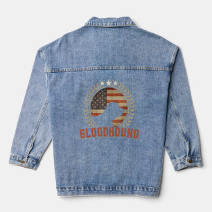 Bloodhound American Flag Usa Patriotic Dog Denim Jacket