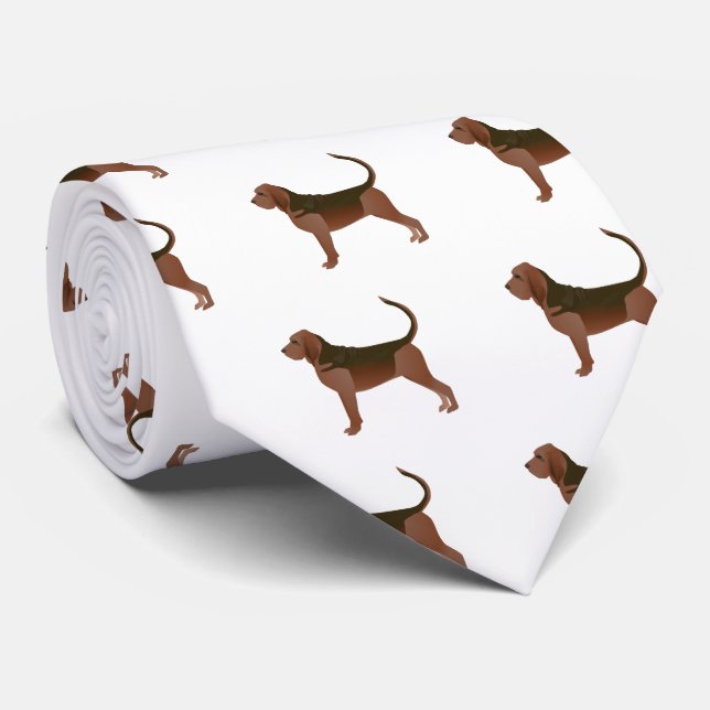 Bloodhound Basic Breed Illustration Silhouette Tie (Rolled)