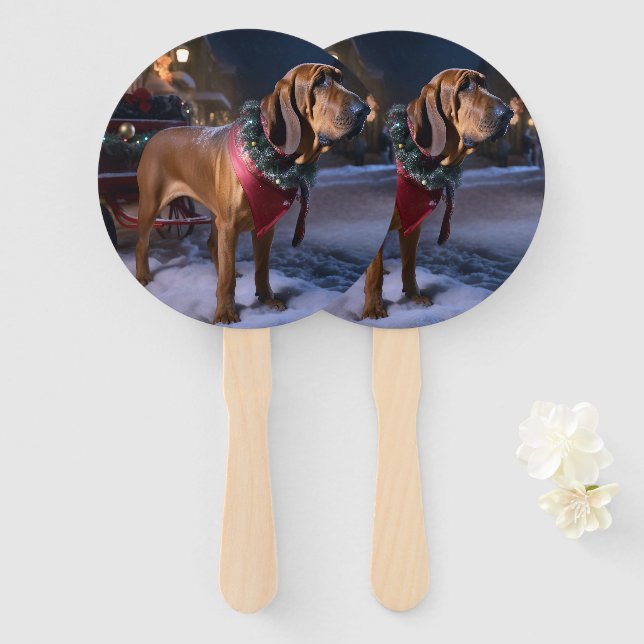 Bloodhound Christmas Festive Season Hand Fan (Front and Back)