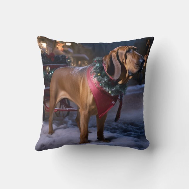 Bloodhound Christmas Festive Season Throw Pillow (Back)