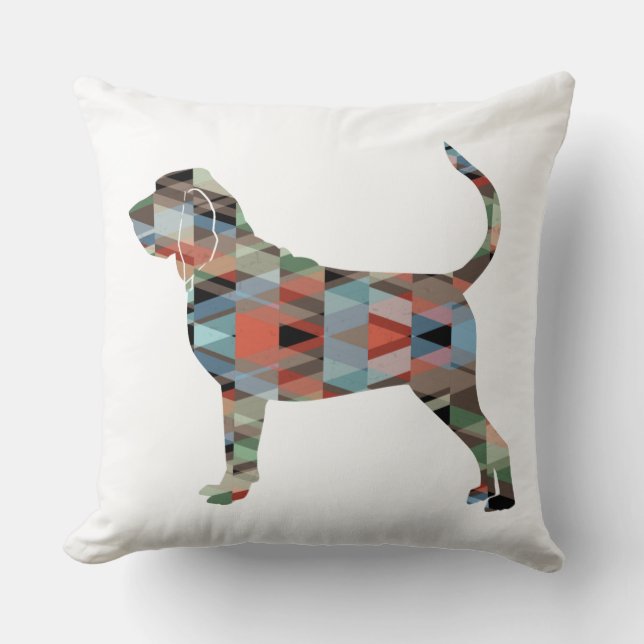 Bloodhound Colourful Geo Pattern Silhouette Plaid Throw Pillow (Front)