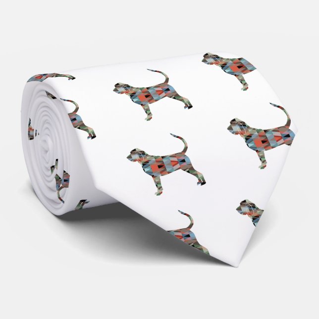 Bloodhound Colourful Geo Pattern Silhouette Plaid Tie (Rolled)
