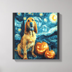 Bloodhound Cute Dog Halloween Jack O Lantern Pumpk Canvas Print