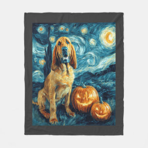 Bloodhound Cute Dog Halloween Jack O Lantern Pumpk Fleece Blanket