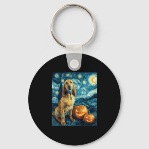 Bloodhound Cute Dog Halloween Jack O Lantern Pumpk Keychain