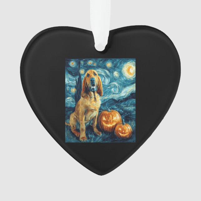 Bloodhound Cute Dog Halloween Jack O Lantern Pumpk Ornament (Front)
