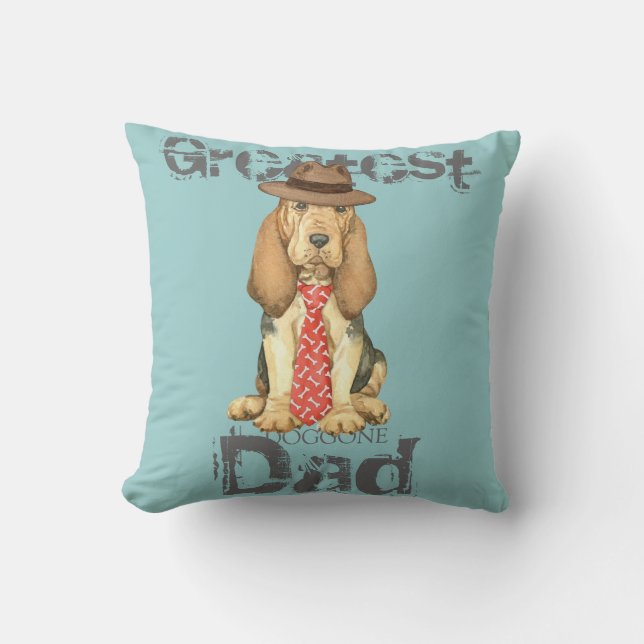 Bloodhound Dad Throw Pillow (Front)