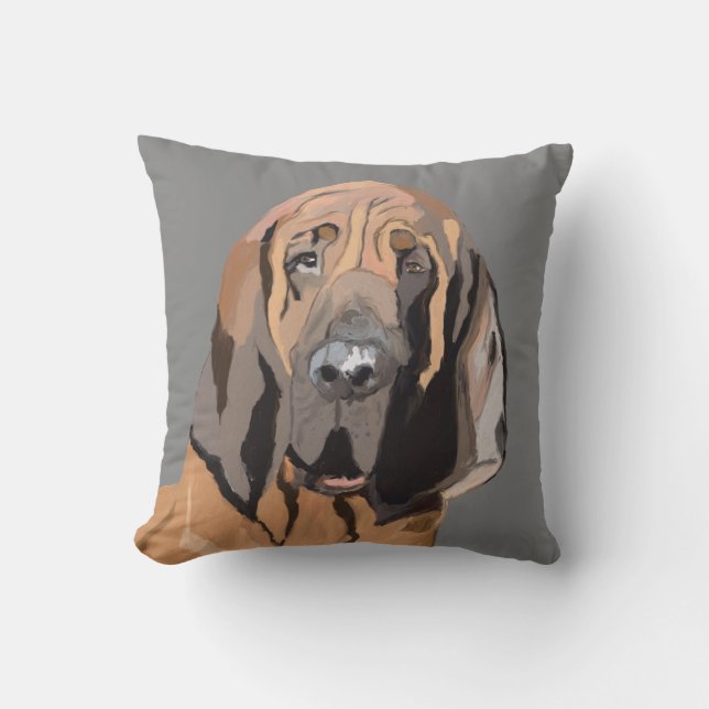 Bloodhound Digital Drawing  Outdoor Pillow (Front)