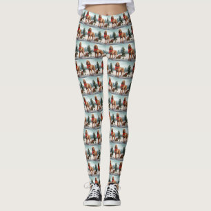 Bloodhound Dog in Snow Christmas Leggings