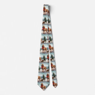 Bloodhound Dog in Snow Christmas Tie