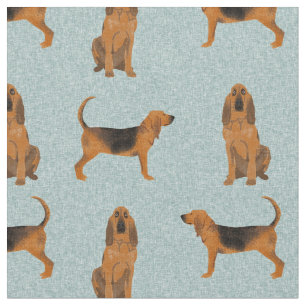 bloodhound dog light blue fabric