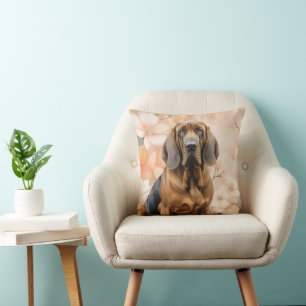 Bloodhound Dog Lover and Peach Blossoms Throw Pillow