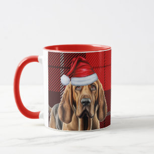 Bloodhound Dog Lover Red Holiday Plaid Christmas Mug
