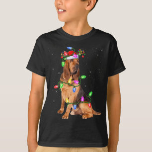 Bloodhound Dog Lover Xmas Lights Santa Bloodhound  T-Shirt