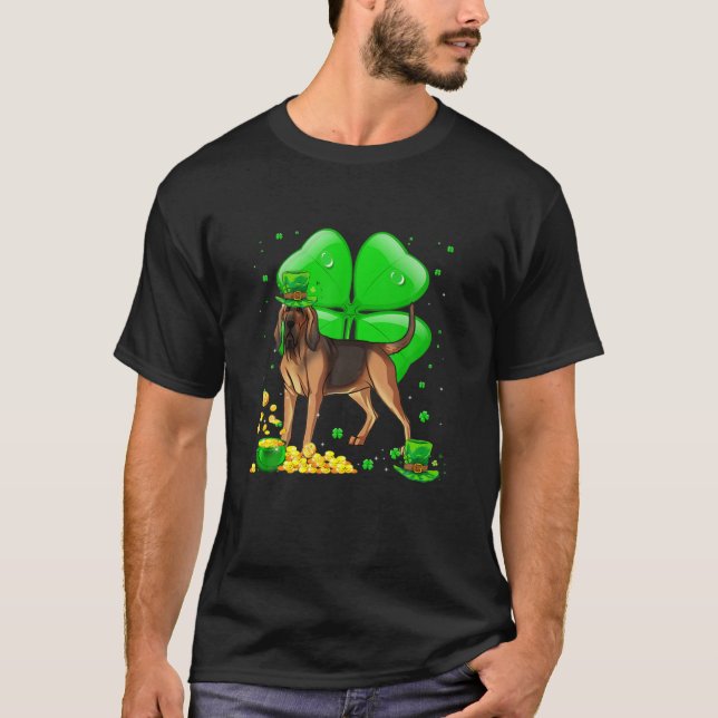 Bloodhound Dog Lucky Charm St. Patrick's Day Party T-Shirt (Front)