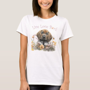 Bloodhound Dog Mom Floral T-Shirt