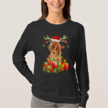 Bloodhound Dog Reindeer Santa Hat Christmas Light  T-Shirt<br><div class="desc">Bloodhound Dog Reindeer Santa Hat Christmas Light Xmas</div>