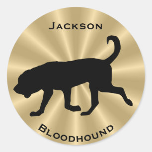 Bloodhound Dog Silhouette Customizable Text Classic Round Sticker