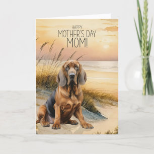 Bloodhound Dog Sunset Beach Mother's Day Holiday Card