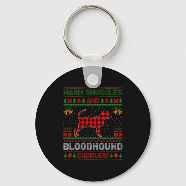 Bloodhound Dog Ugly Christmas Sweater Funny Dog Lo Keychain (Front)