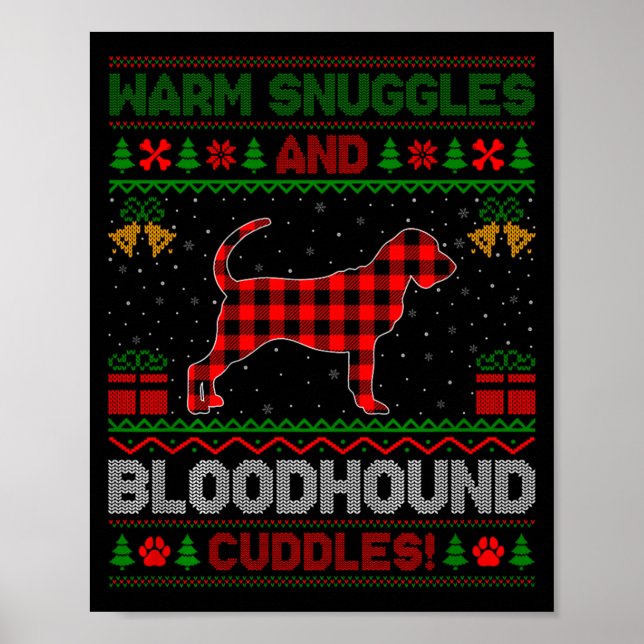 Bloodhound Dog Ugly Christmas Sweater Funny Dog Lo Poster (Front)