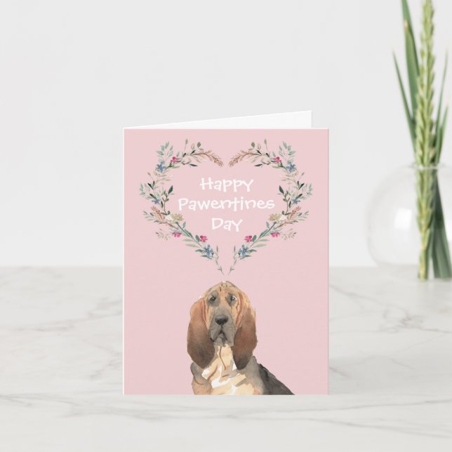 Bloodhound Dog Valentines Holiday Card (Front)