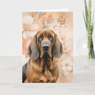 Bloodhound Dog with Peach Blossoms Thank You Card