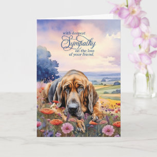 Bloodhound Dog with Wildflowers Pet Sympathy Card